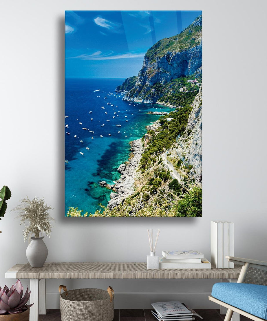 Deniz Manzarası Temalı Cam Tablo