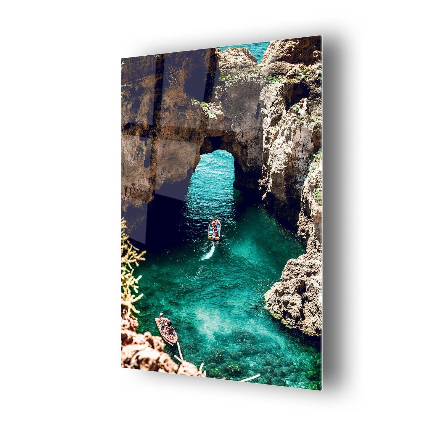 Deniz Ve Mağara Temalı Cam Tablo