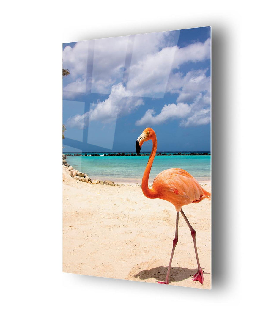 Flamingo Temalı Cam Tablo