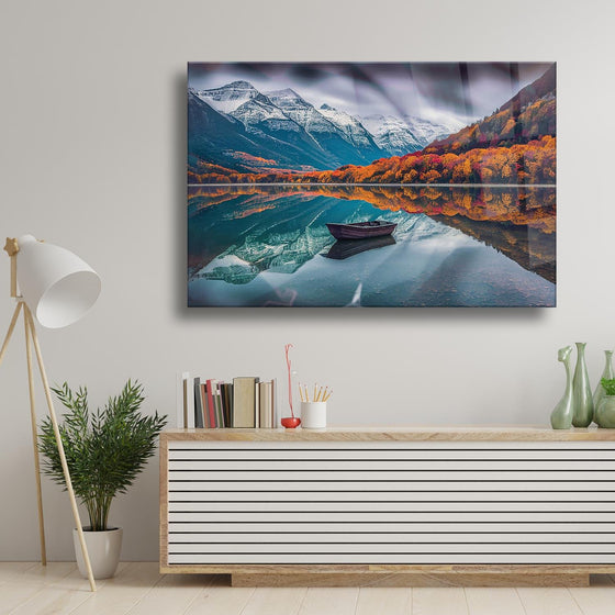 Göl Dağ Orman Temalı Cam Tablo