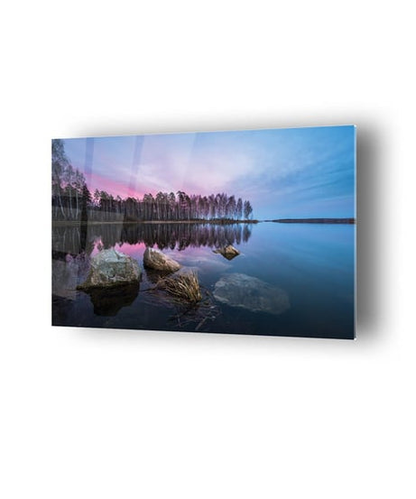 Göl Manzarası Temalı Cam Tablo