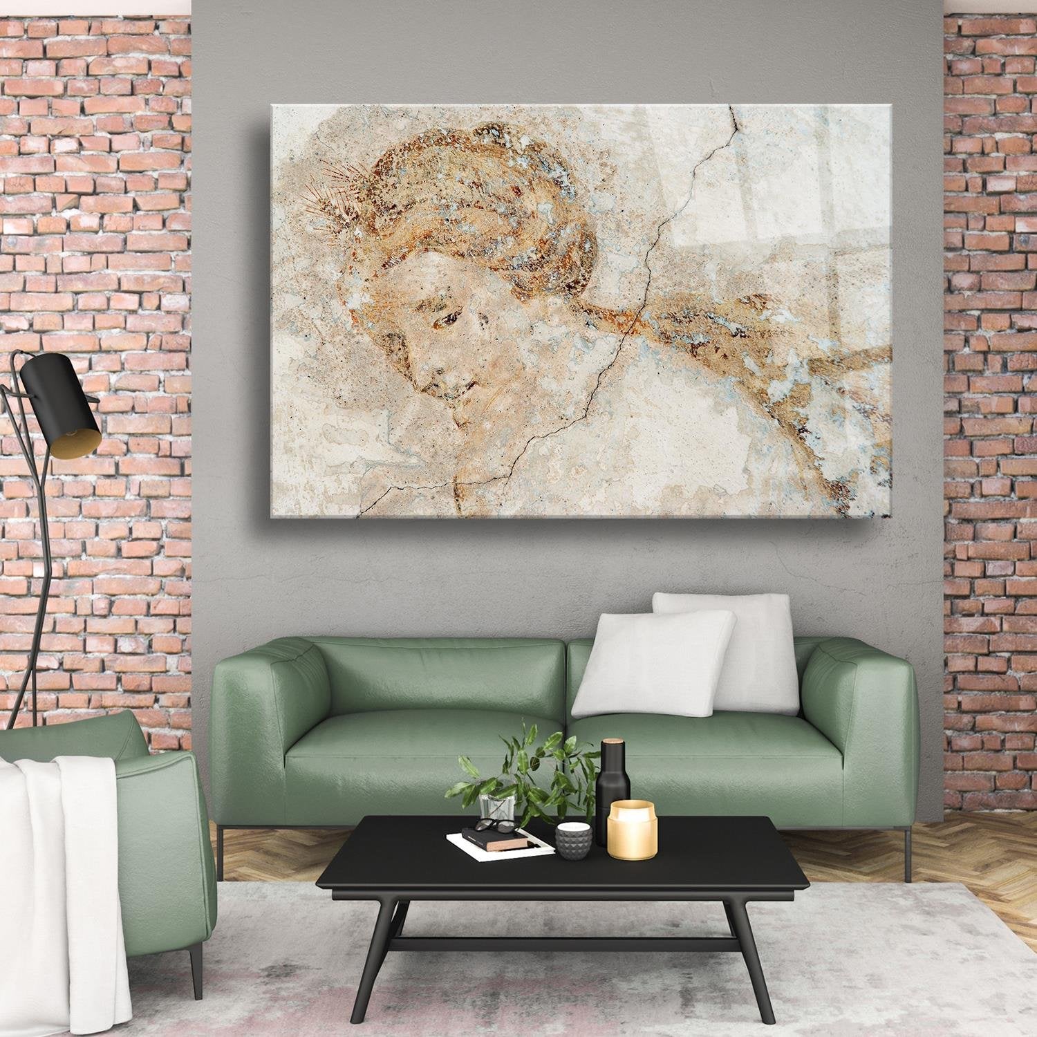 Heykel Taş Kadın Temalı Cam Tablo