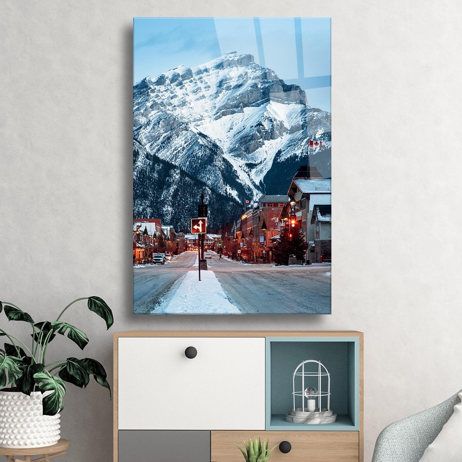 İsveç Dağları Temalı Cam Tablo