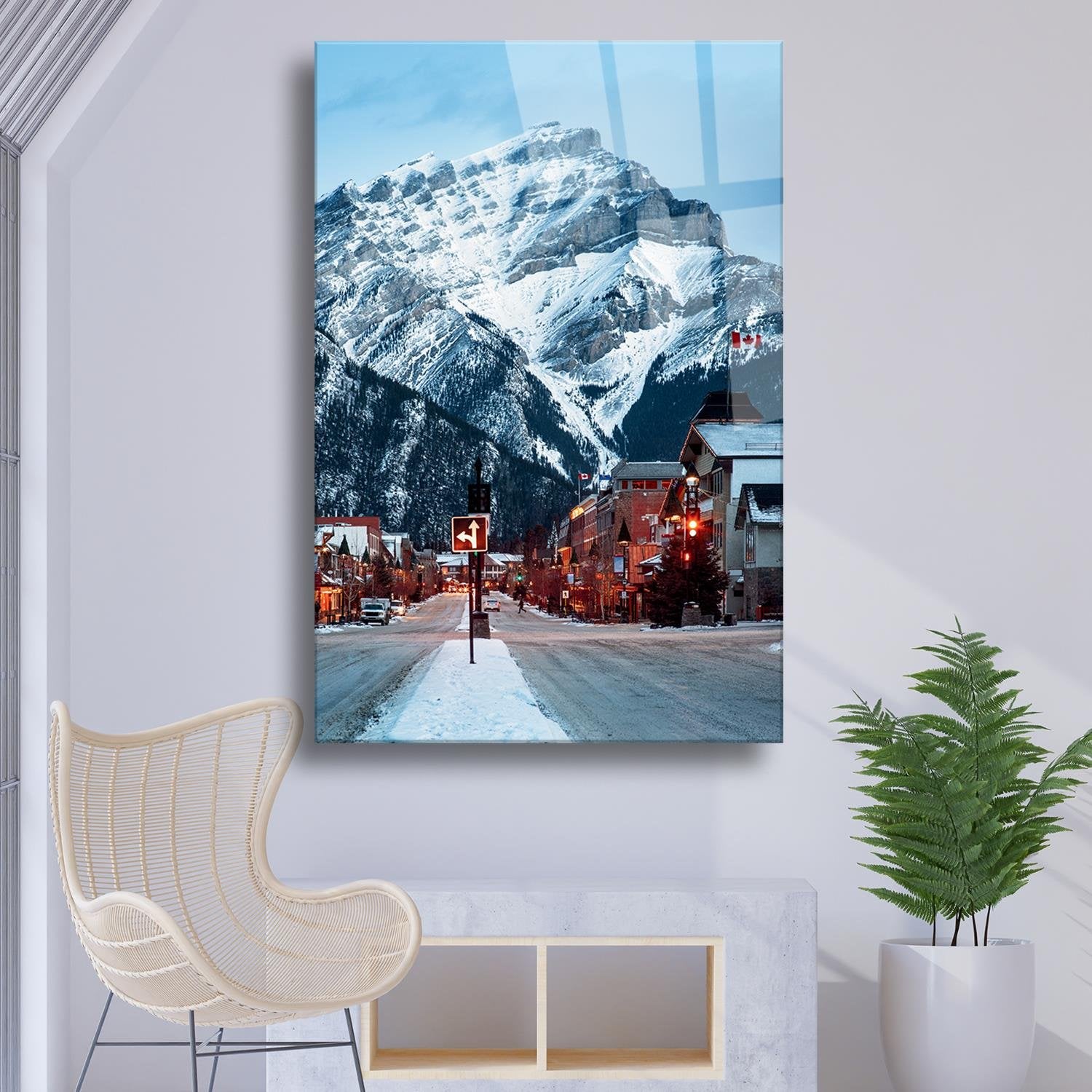 İsveç Dağları Temalı Cam Tablo