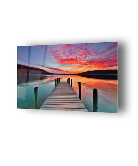 Kızıl Bulutlar Gün Batımı Temalı Cam Tablo