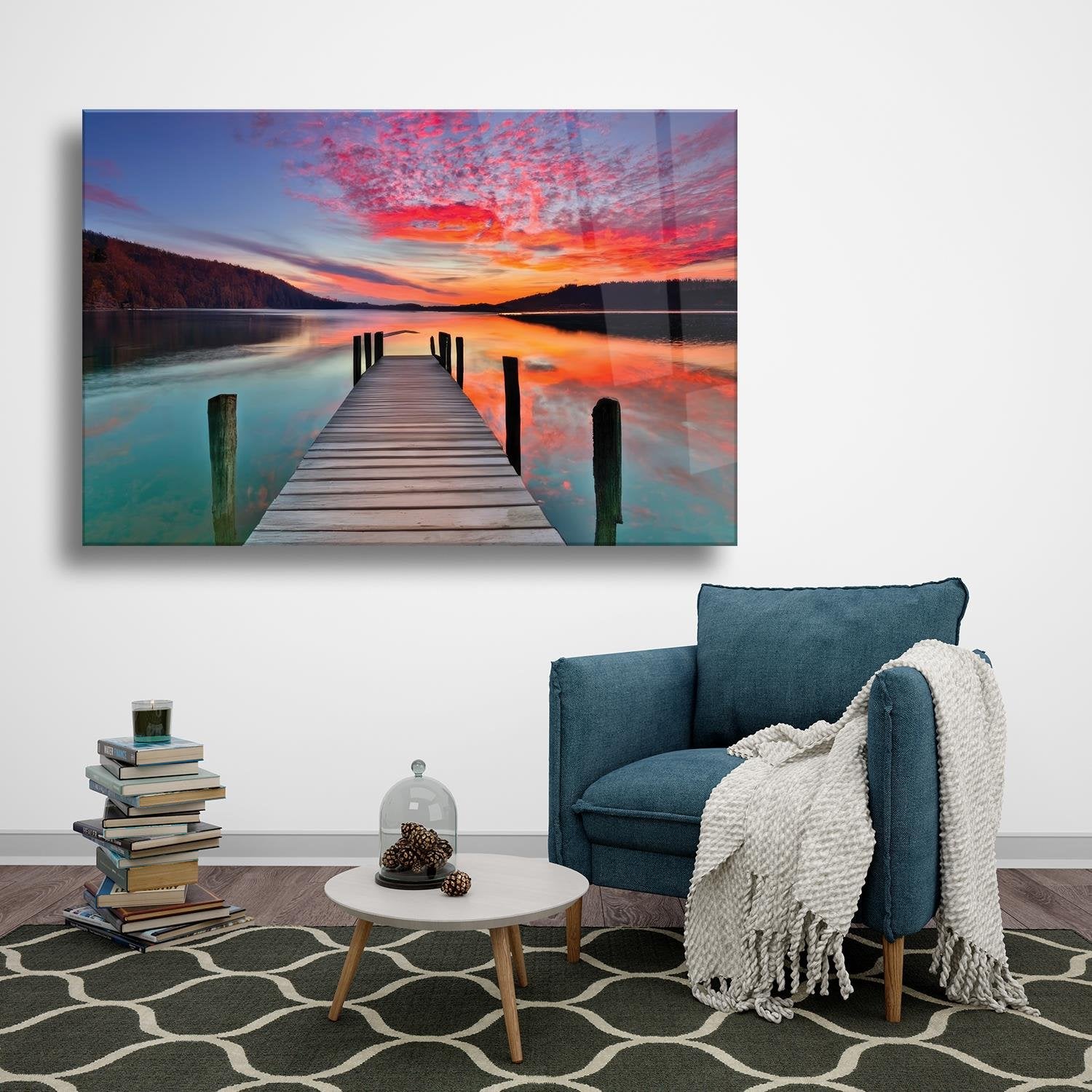 Kızıl Bulutlar Gün Batımı Temalı Cam Tablo