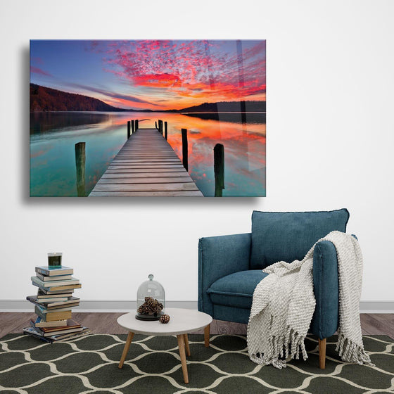 Kızıl Bulutlar Gün Batımı Temalı Cam Tablo
