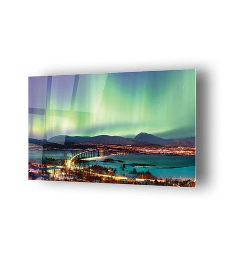 Kuzey Işıkları Temalı Cam Tablo