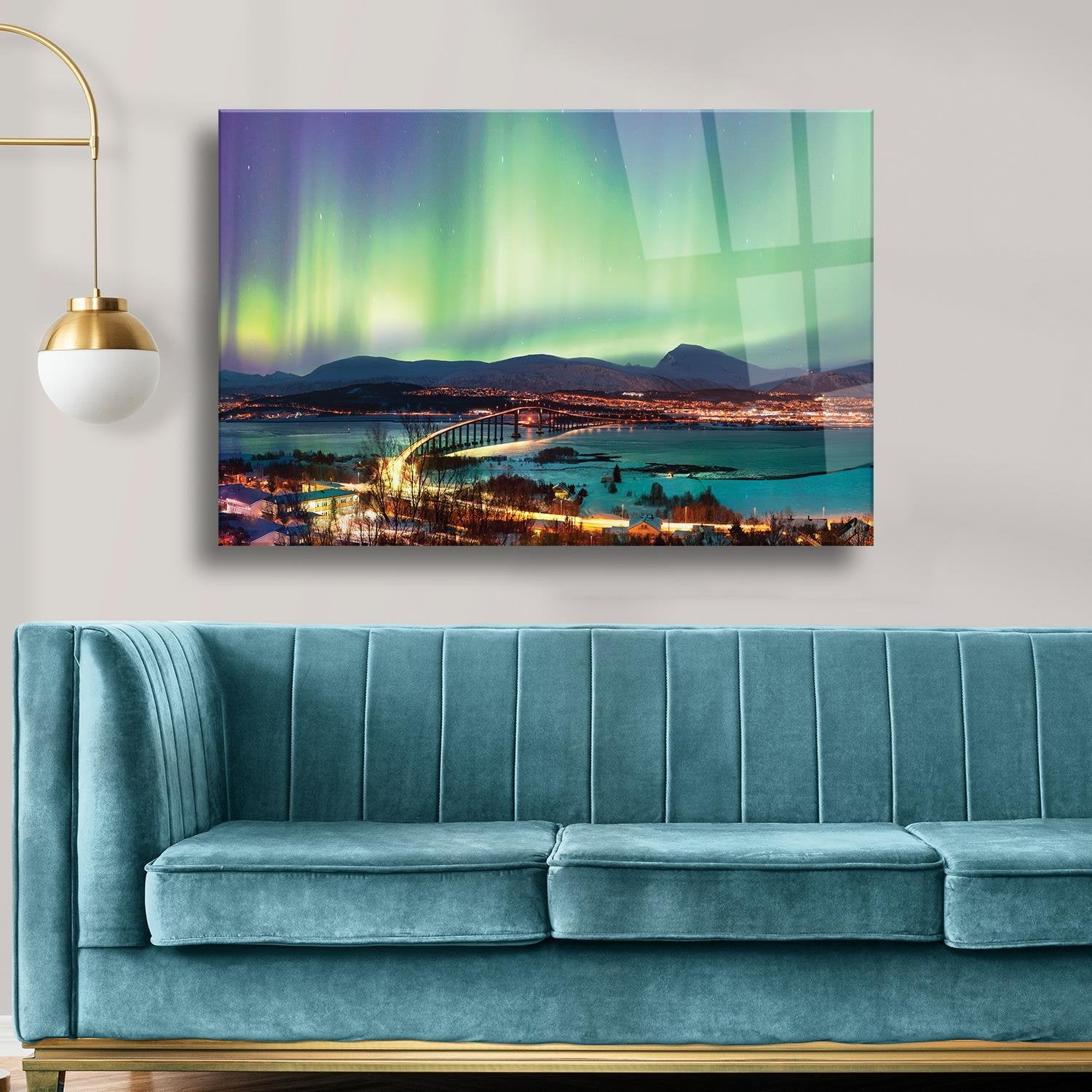 Kuzey Işıkları Temalı Cam Tablo