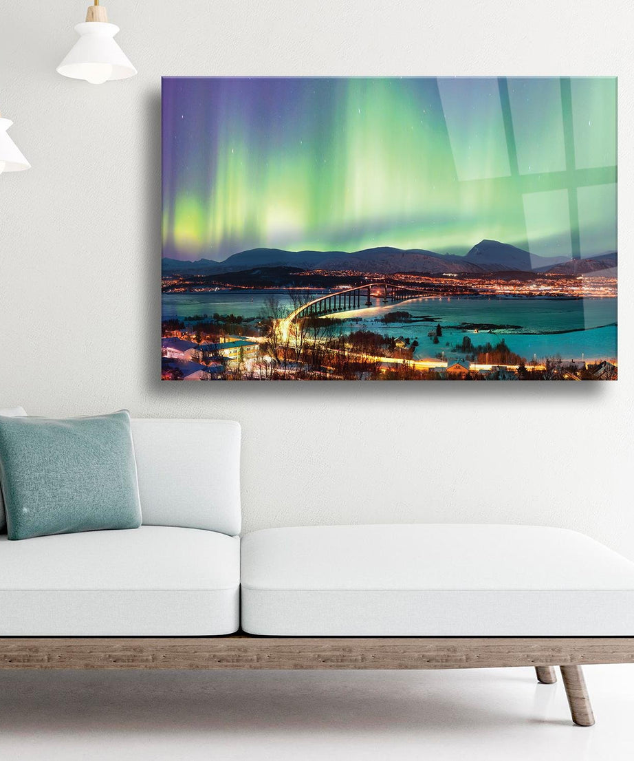 Kuzey Işıkları Temalı Cam Tablo