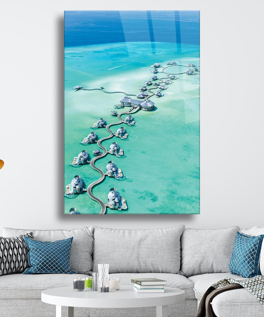 Maldiv Temalı Cam Tablo