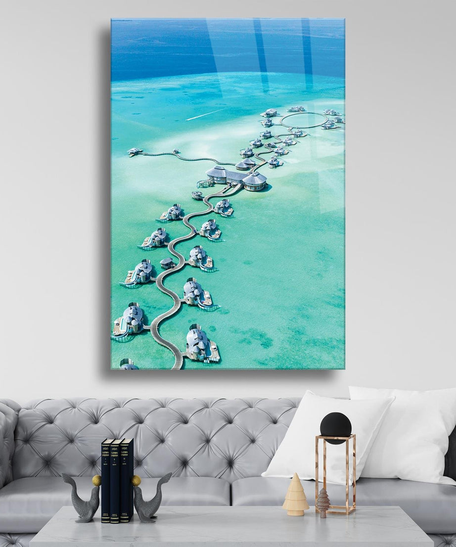 Maldiv Temalı Cam Tablo