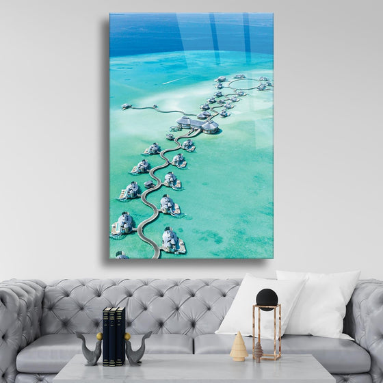 Maldiv Temalı Cam Tablo
