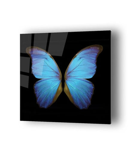 Mavi Kelebek Temalı Cam Tablo