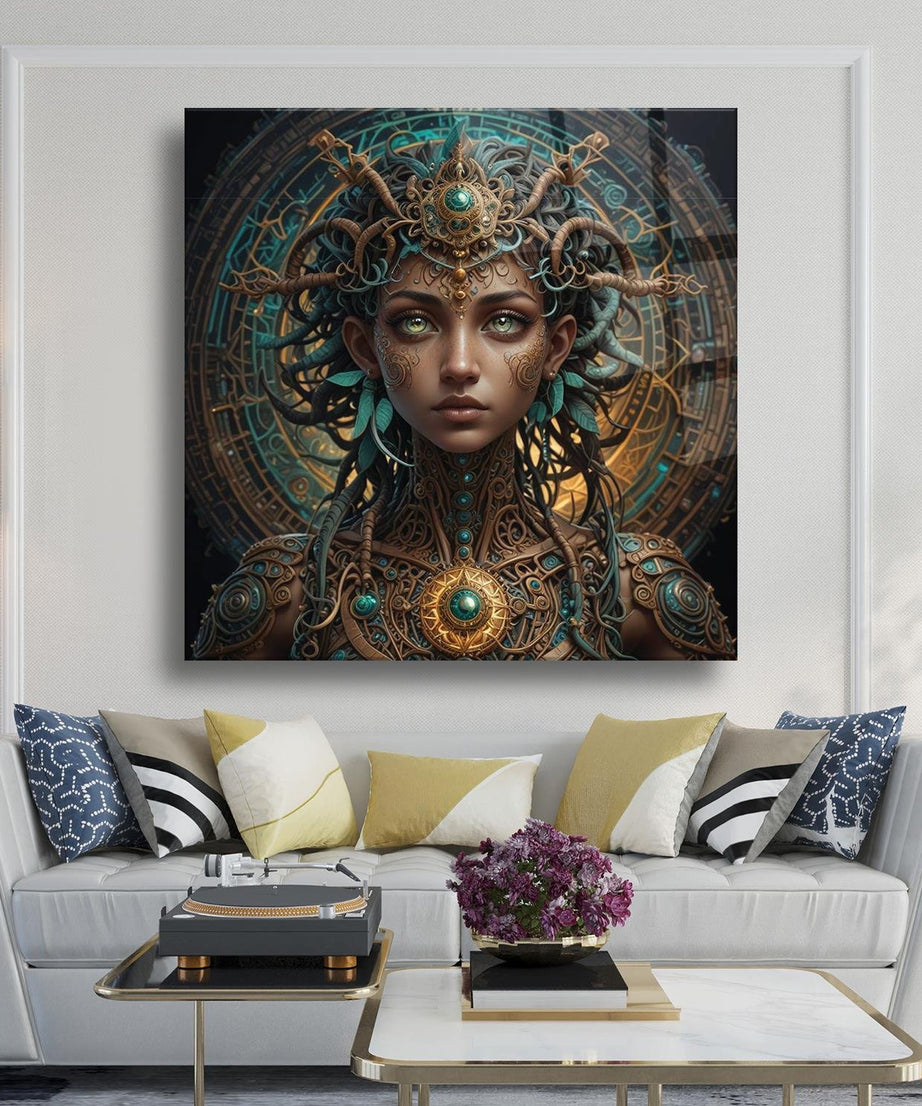 Medusa Temalı Cam Tablo