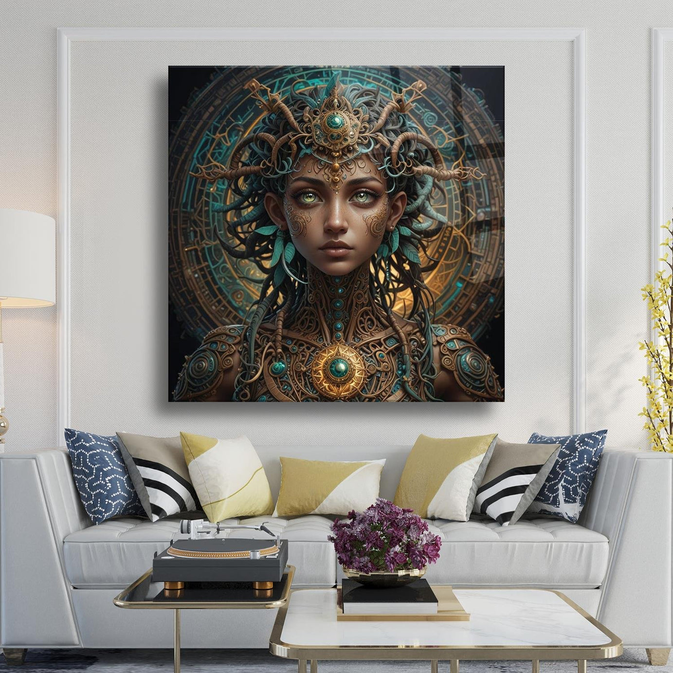 Medusa Temalı Cam Tablo