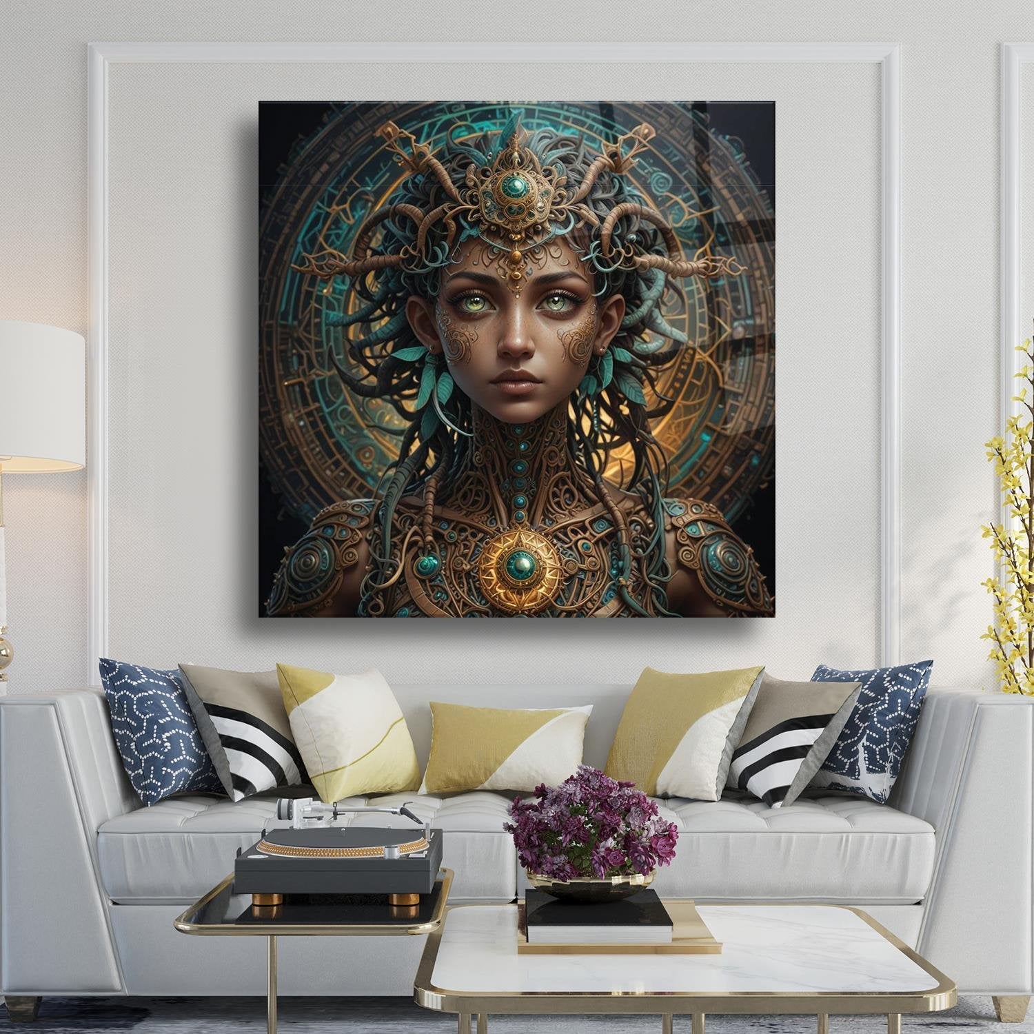 Medusa Temalı Cam Tablo