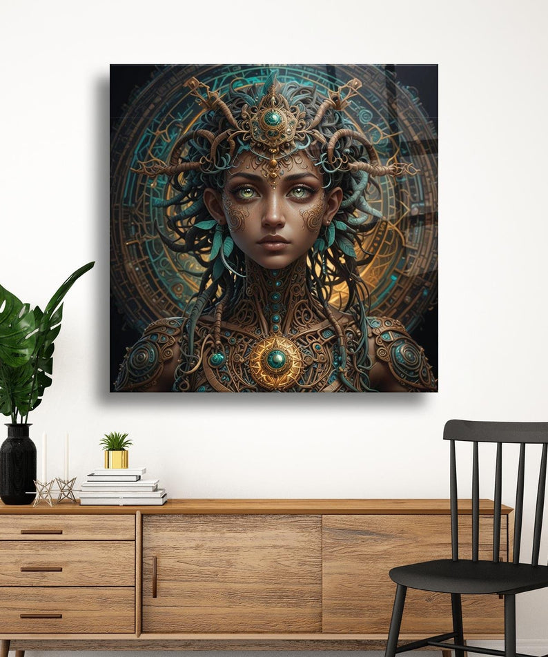 Medusa Temalı Cam Tablo