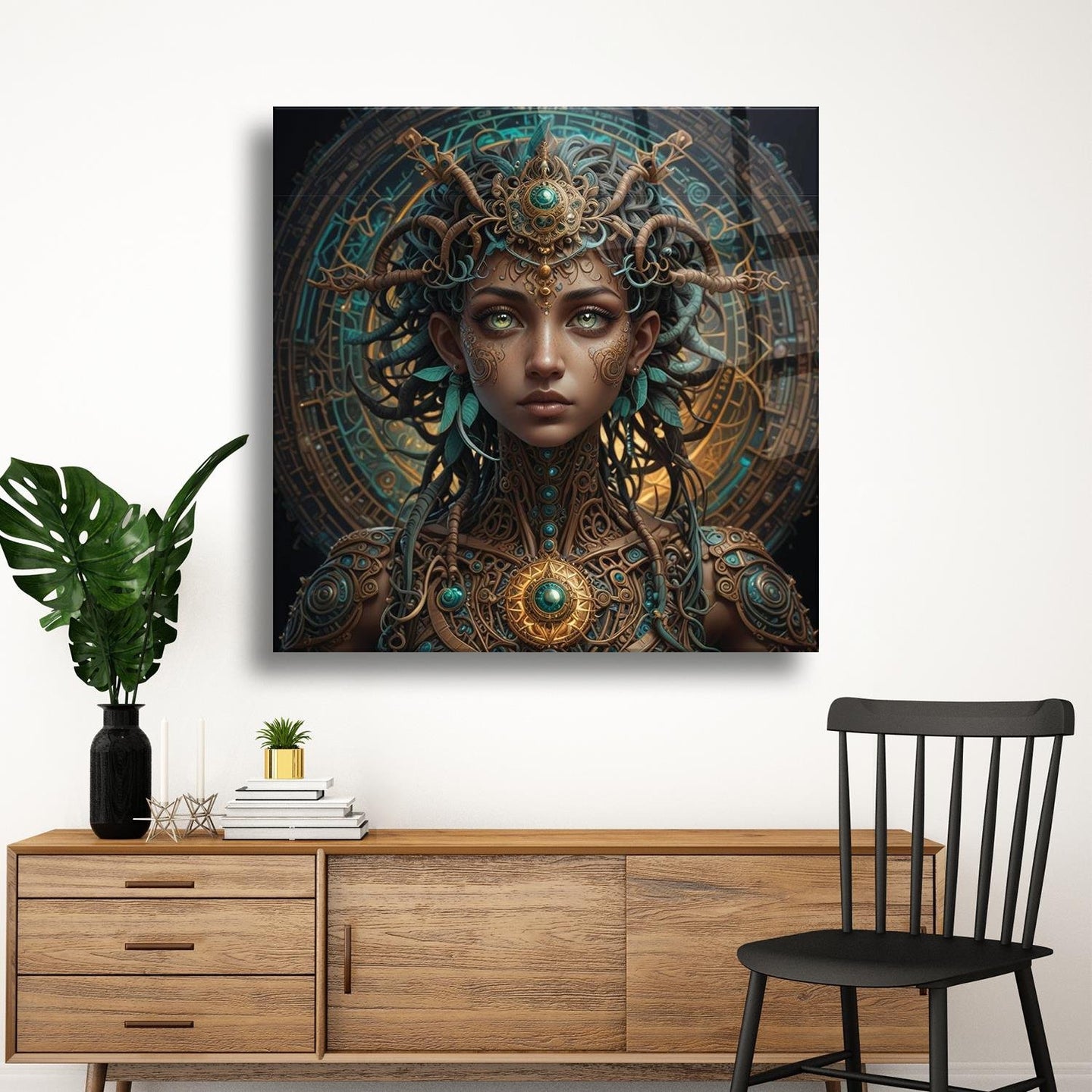 Medusa Temalı Cam Tablo