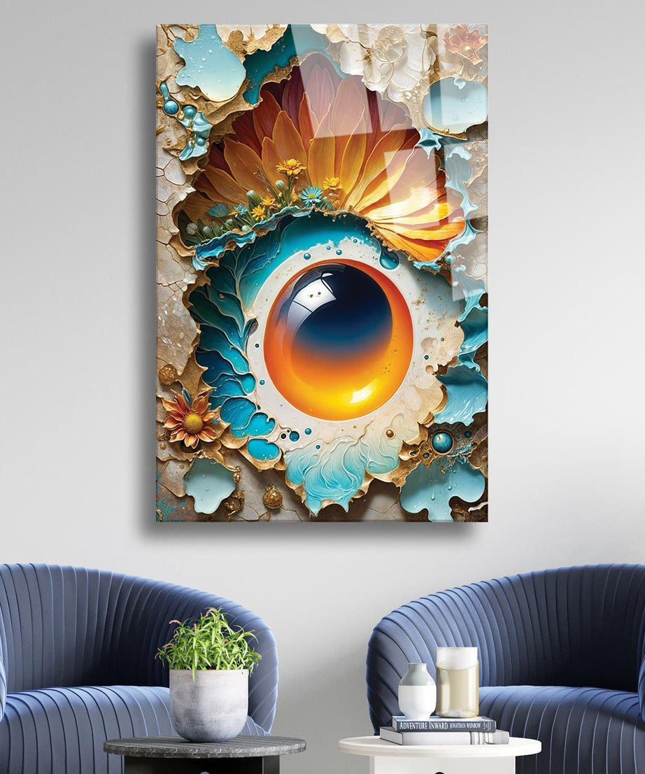 Modern Sanat Desenli Soft Renklerin Uyumu Cam Tablo