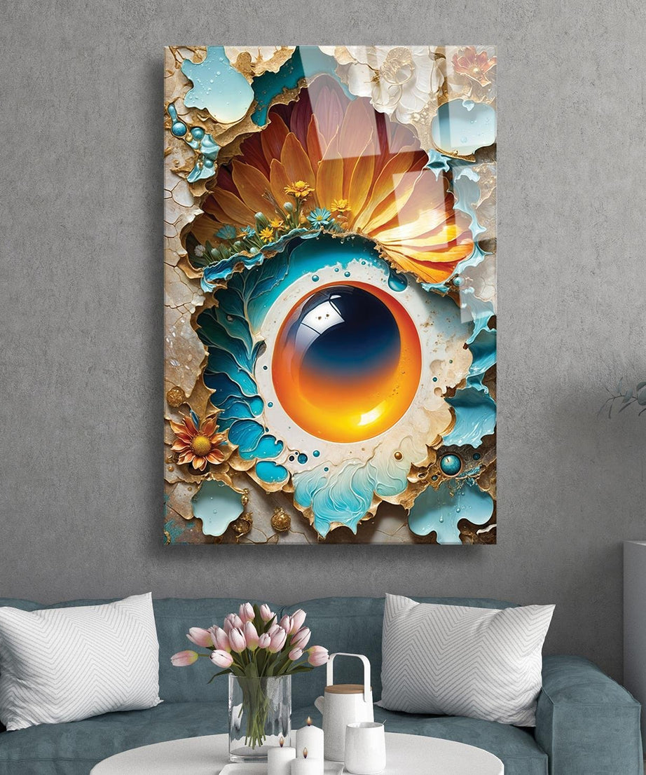 Modern Sanat Desenli Soft Renklerin Uyumu Cam Tablo