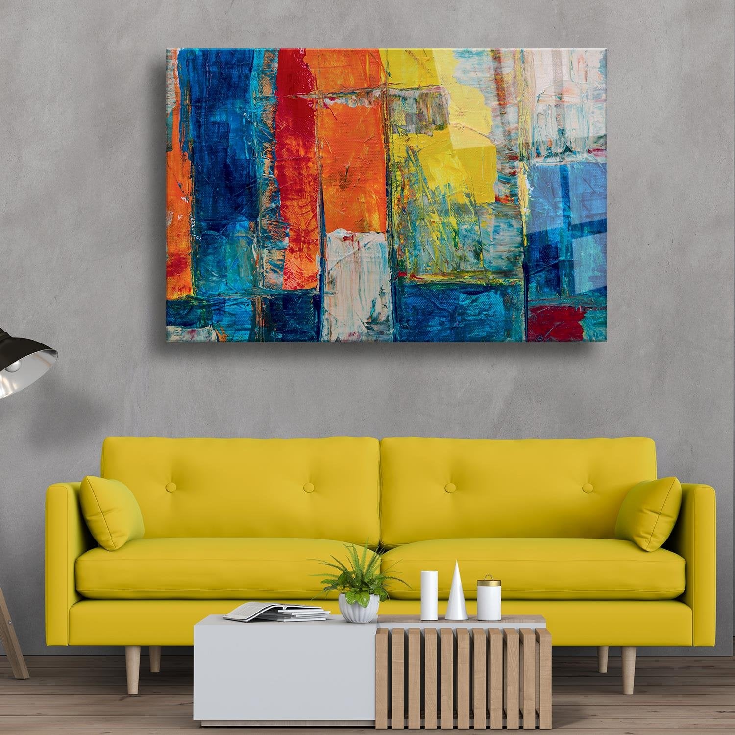 Modern Sanat Pastel Renkler Temalı Cam Tablo