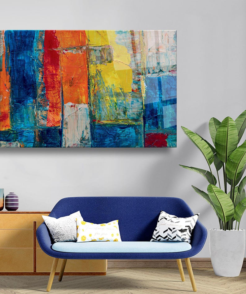 Modern Sanat Pastel Renkler Temalı Cam Tablo