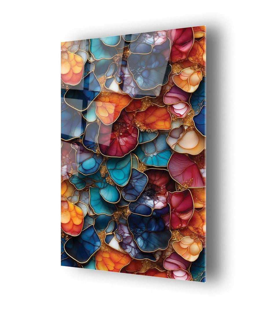 Modern Sanat Renkler Temalı Cam Tablo