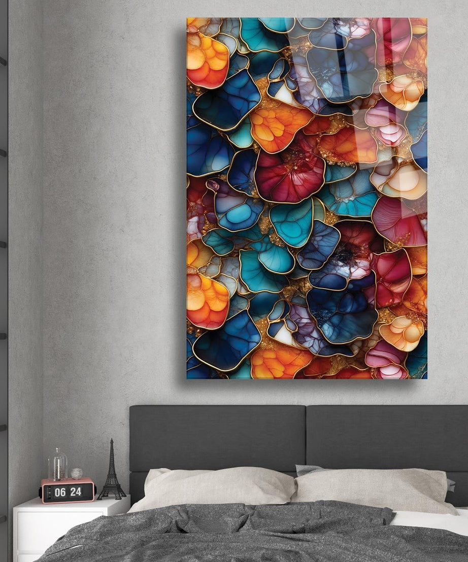 Modern Sanat Renkler Temalı Cam Tablo