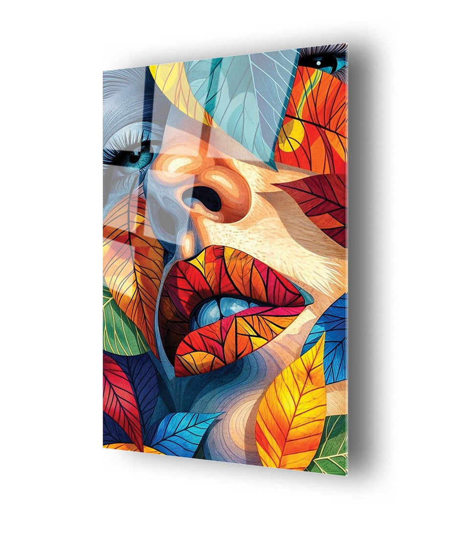 Mozaik Kadın Portre Serisi Cam Tablo