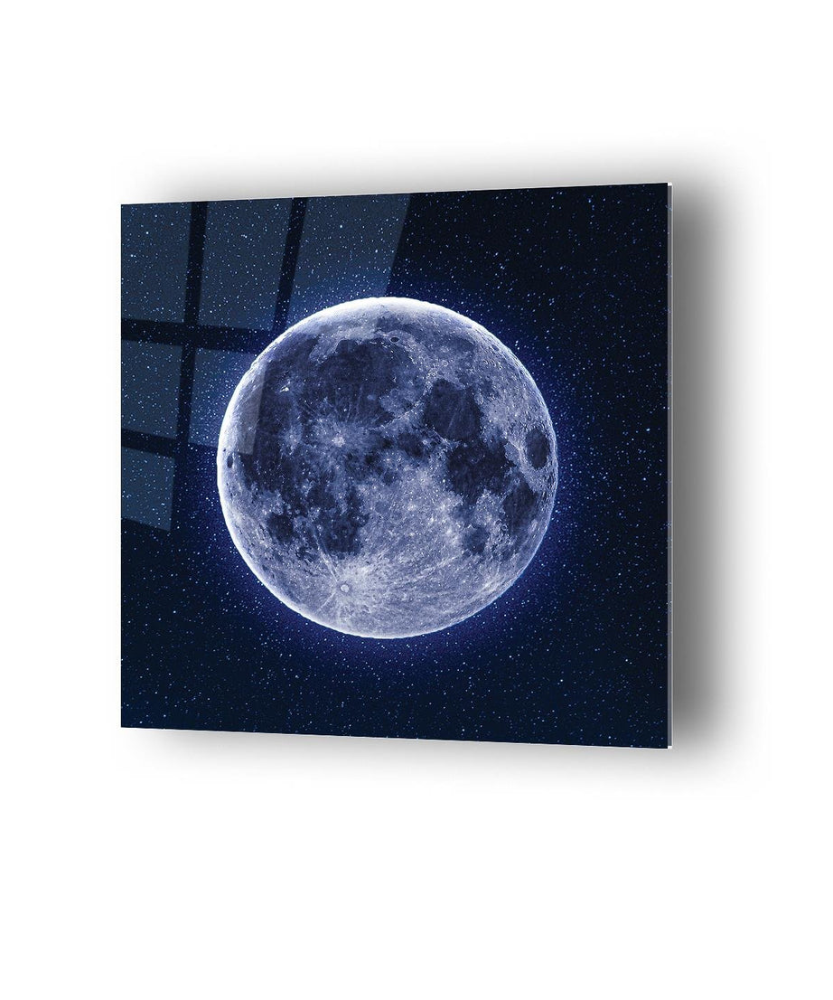 Neon Ay Temalı Cam Tablo