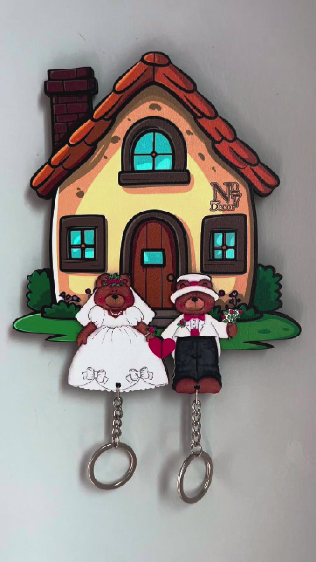 Kişiye Özel Çift & Aile İsimli Duvar Askılı Ahşap Anahtarlık