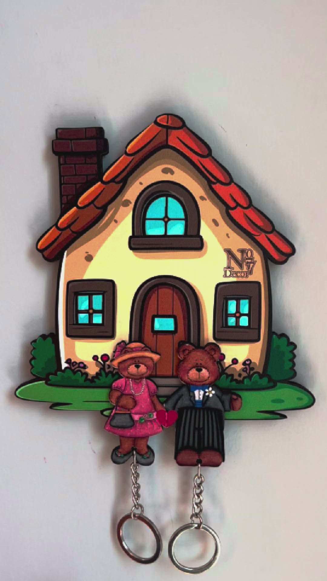 Kişiye Özel Çift & Aile İsimli Duvar Askılı Ahşap Anahtarlık