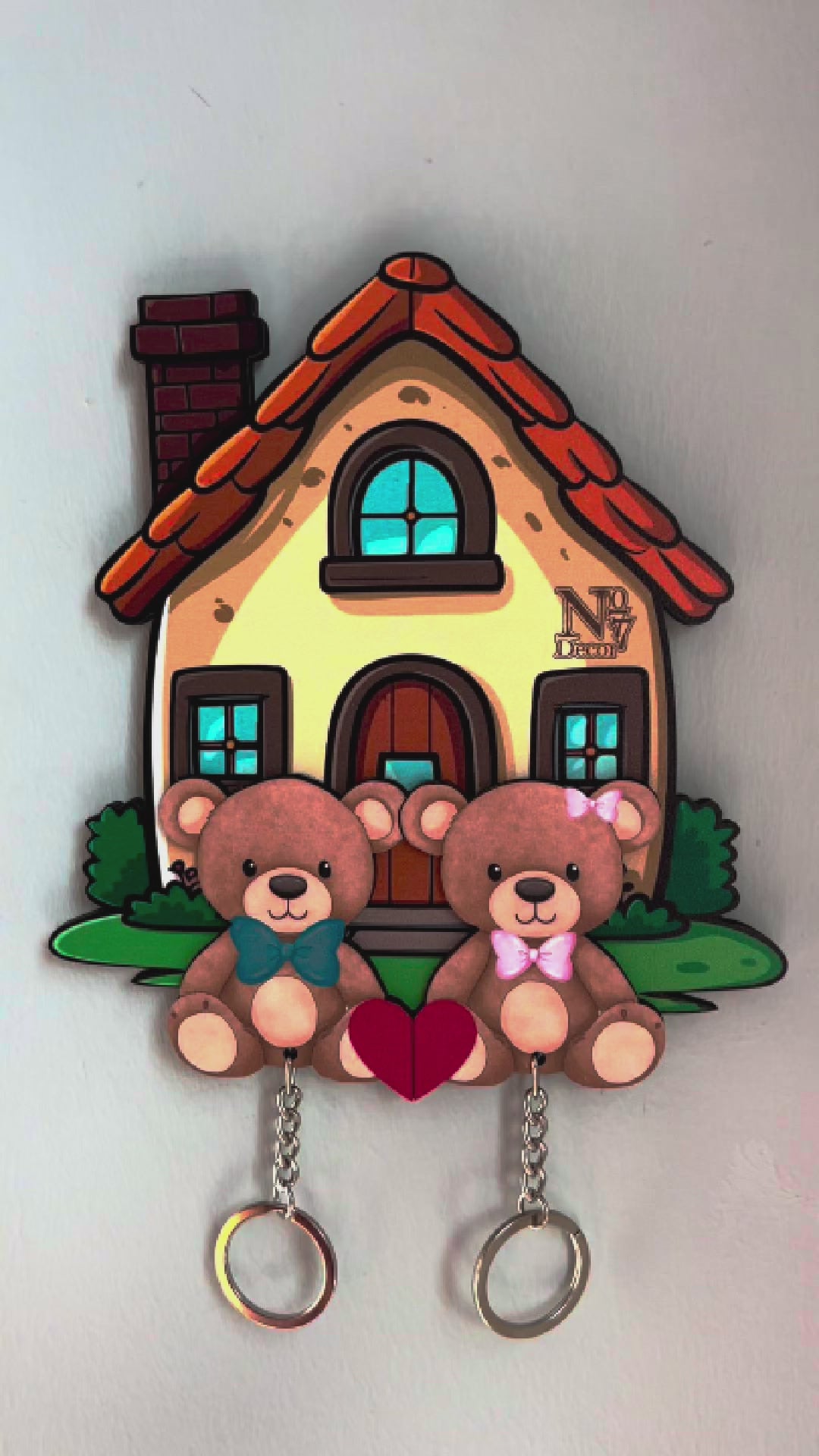 Kişiye Özel Çift & Aile İsimli Duvar Askılı Ahşap Anahtarlık