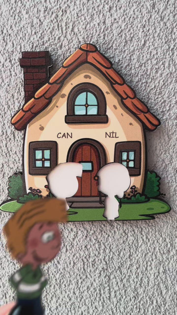 Kişiye Özel Çift & Aile İsimli Duvar Askılı Ahşap Anahtarlık