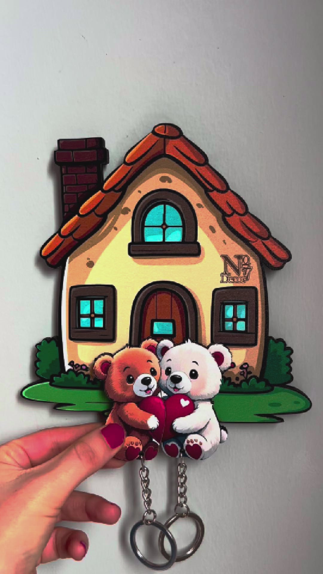 Kişiye Özel Çift & Aile İsimli Duvar Askılı Ahşap Anahtarlık