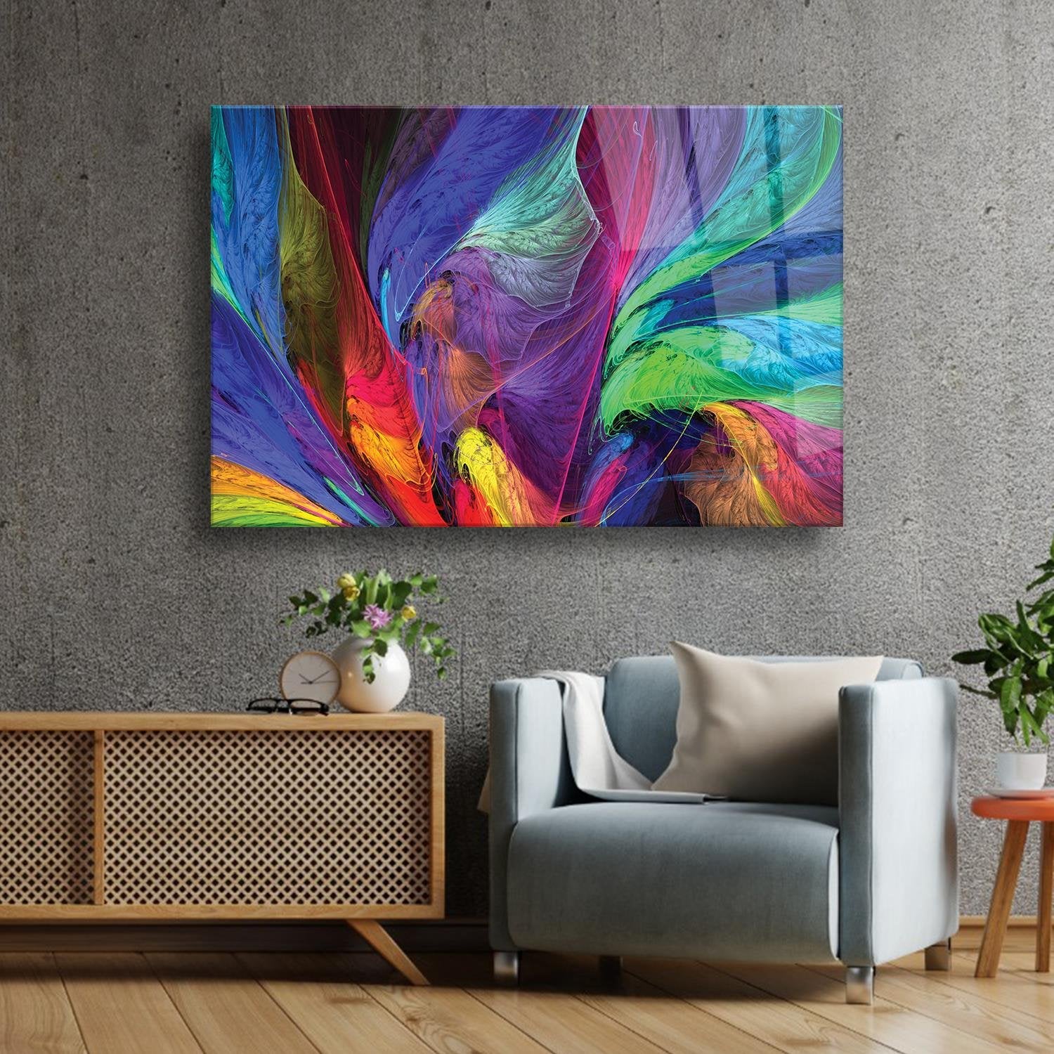 Renklerin Geçişler Temalı Cam Tablo