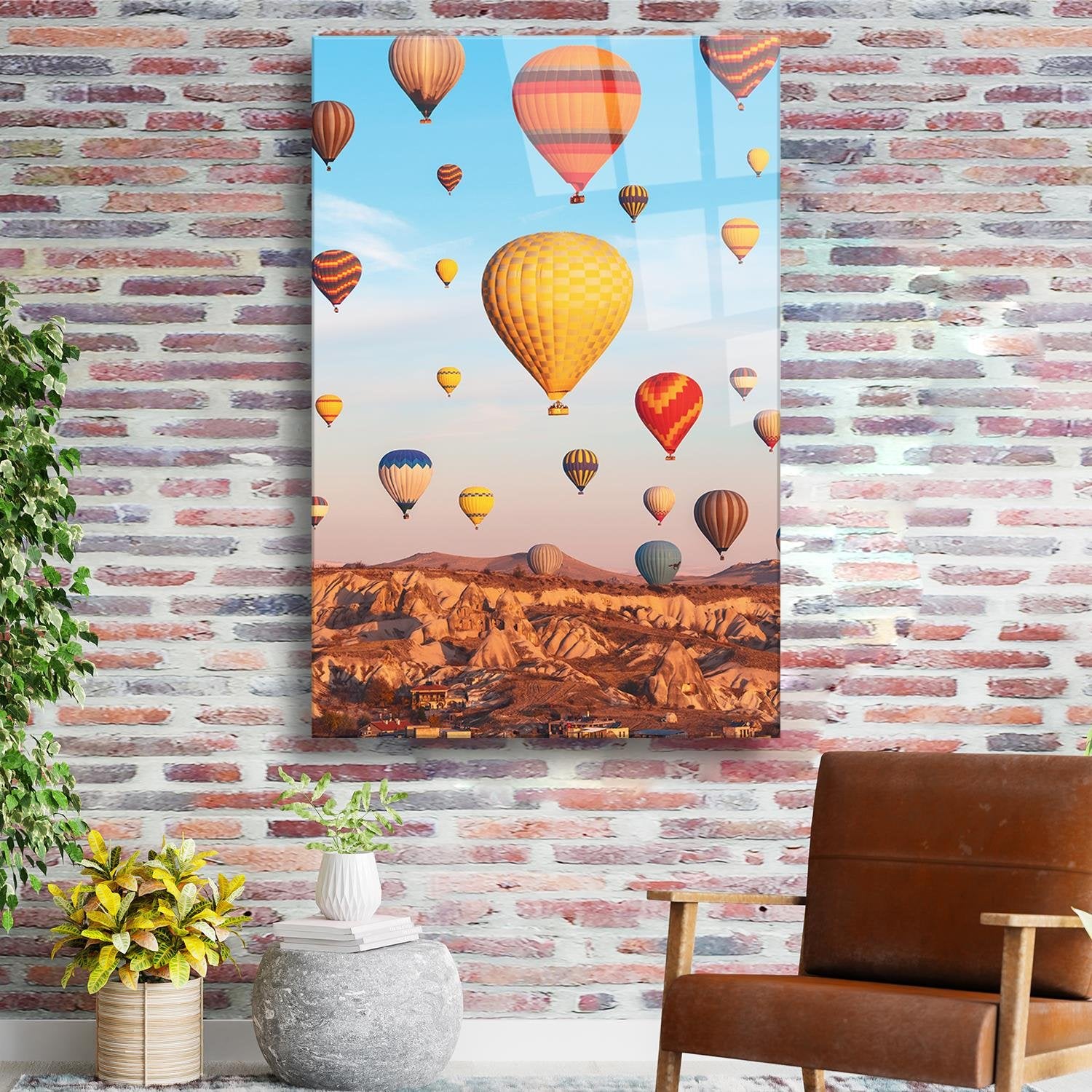 Renkli Balon Temalı Cam Tablo