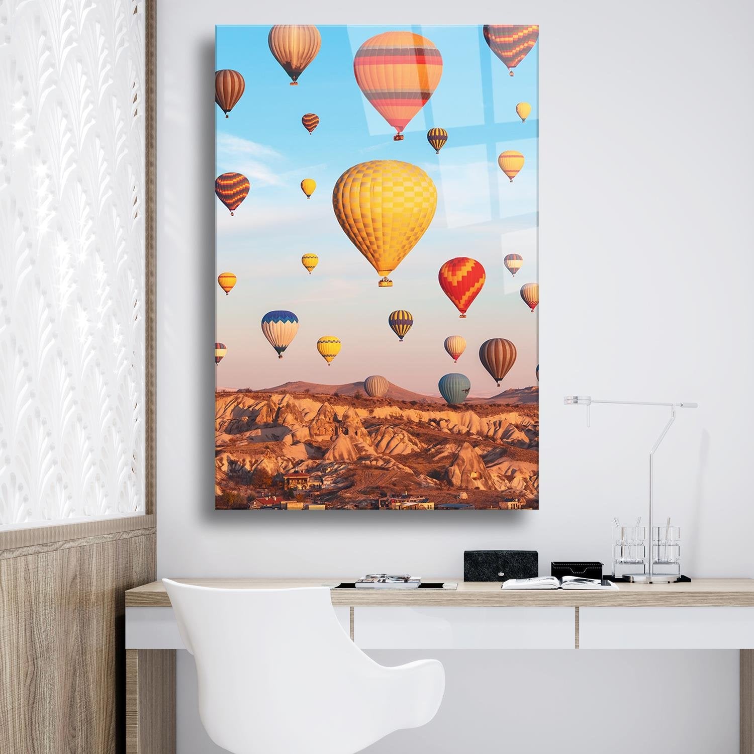 Renkli Balon Temalı Cam Tablo