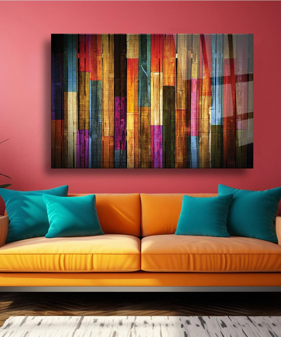 Renkli Çitler Temalı Cam Tablo