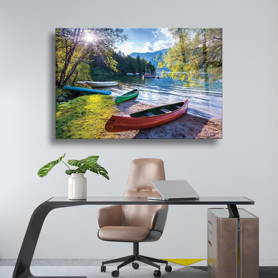 Renkli Kayıklar Temalı Cam Tablo