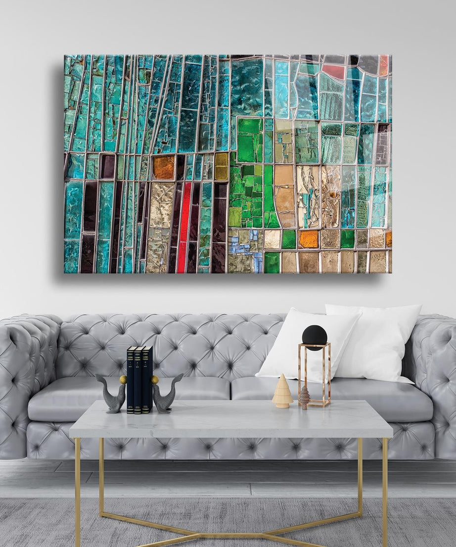 Renkli Kırık Camlar Temalı Dayanıklı Cam Tablo