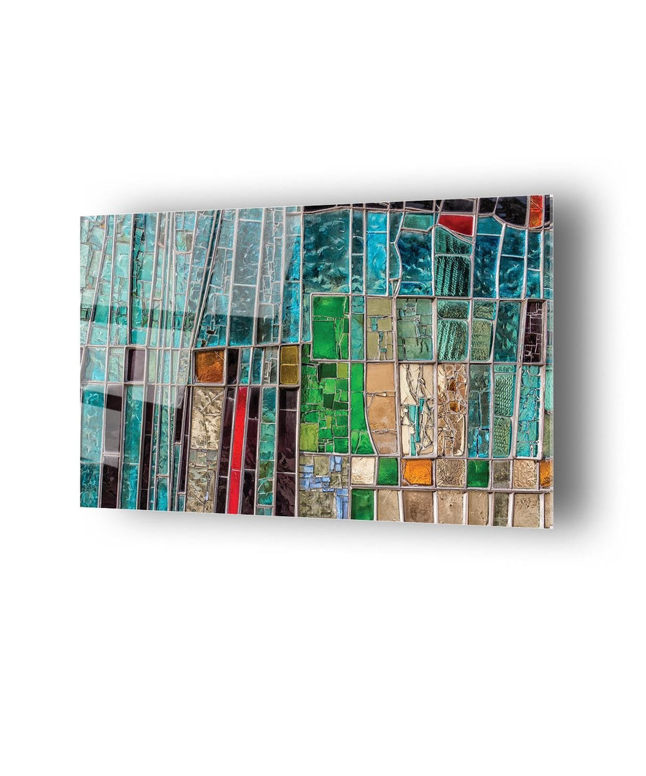 Renkli Kırık Camlar Temalı Dayanıklı Cam Tablo