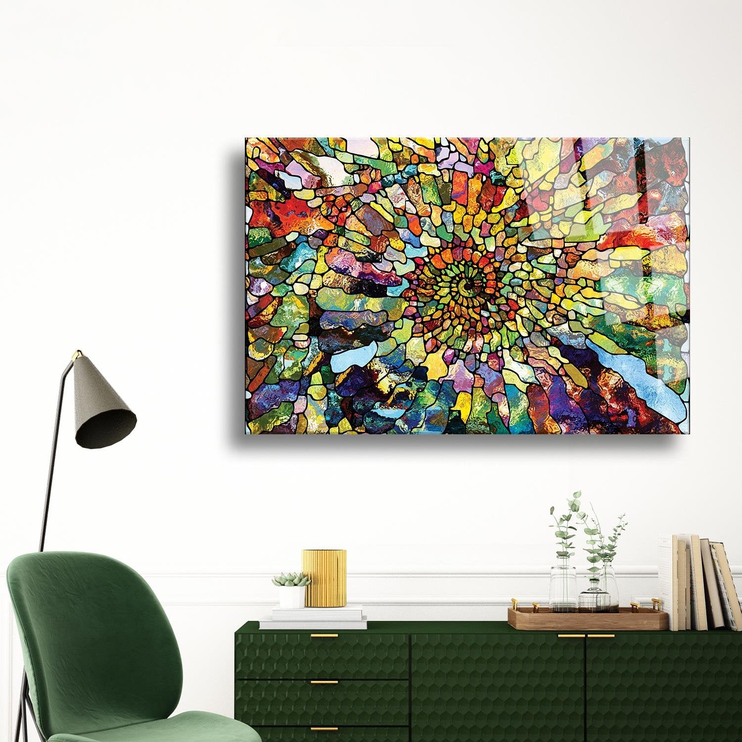 Renkli Mozaik Temalı Cam Tablo