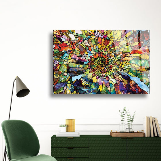Renkli Mozaik Temalı Cam Tablo