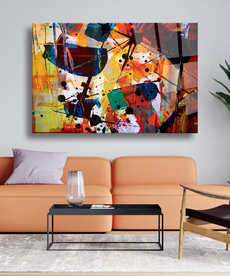 Renkli Sürrealist Temalı Cam Tablo