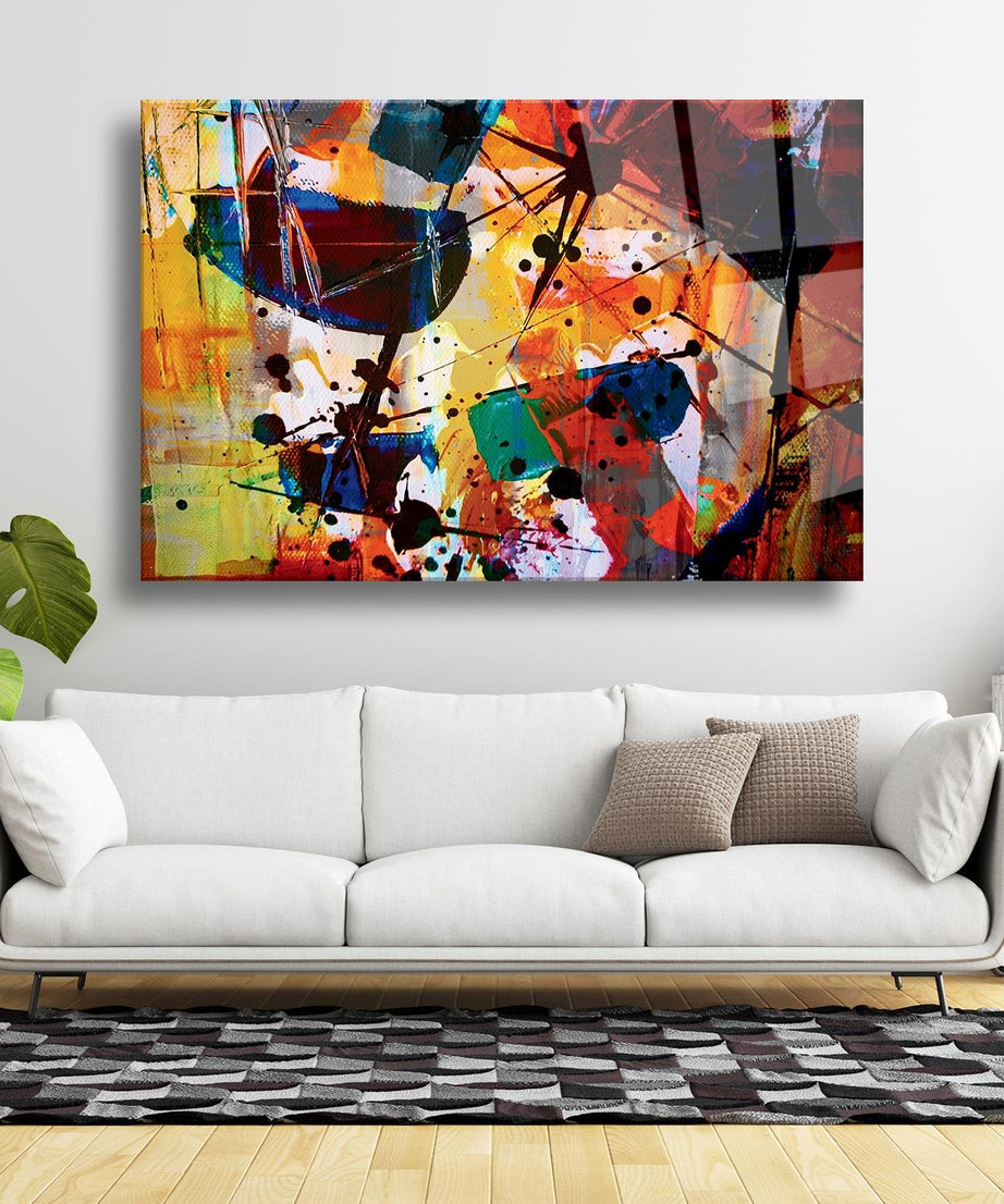 Renkli Sürrealist Temalı Cam Tablo