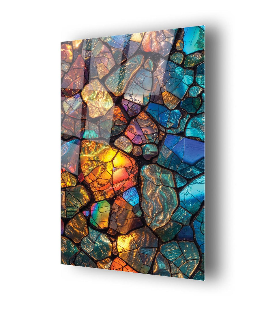 Renkli Taş Temalı Cam Tablo