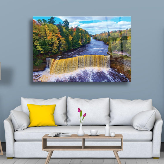 Şelale Orman Temalı Cam Tablo