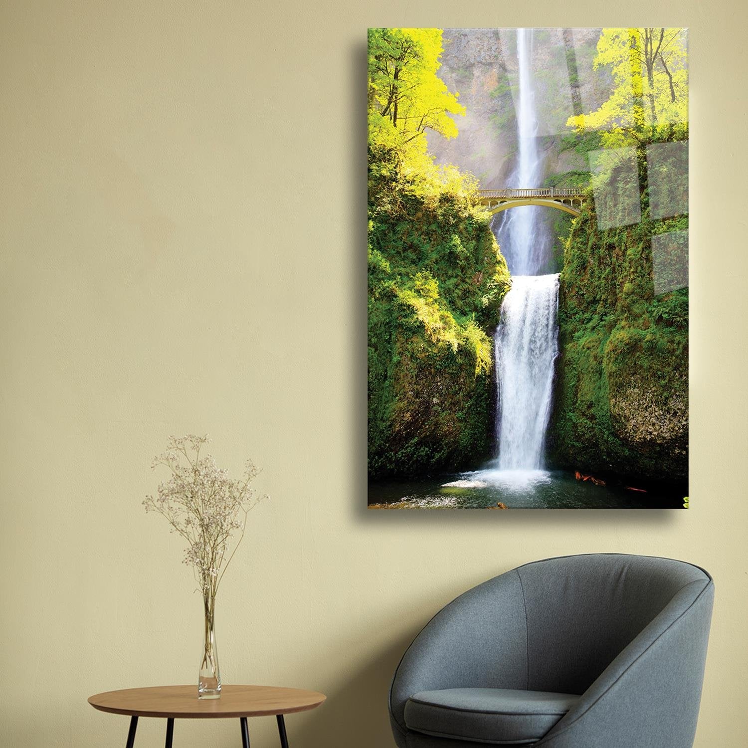 Şelale Temalı Cam Tablo
